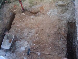 Start of Day 4. Most of trench backfilled to get the digger into place.
