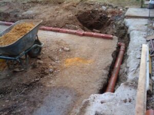 First layer of bricks added.