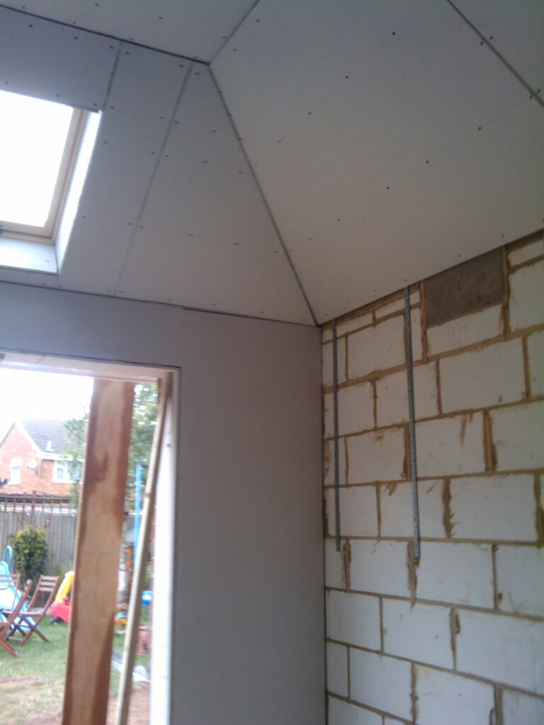 The Plasterer will finish boarding this wall tomorrow