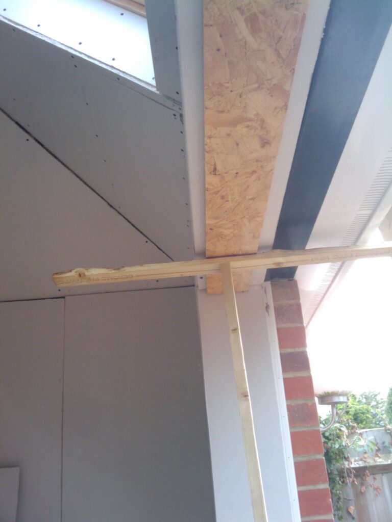 Last plasterboard was stuck to the bit above the French doors