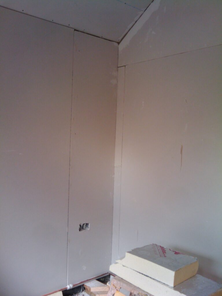 Plasterboard on the walls