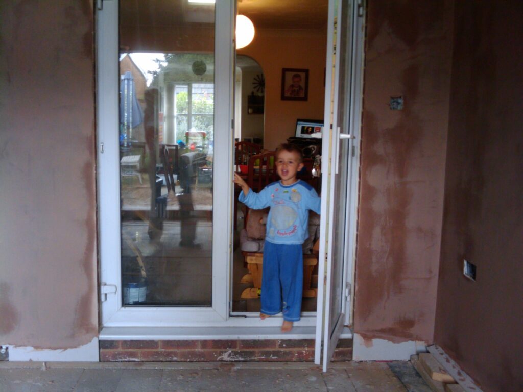 Plastered around the old French doors