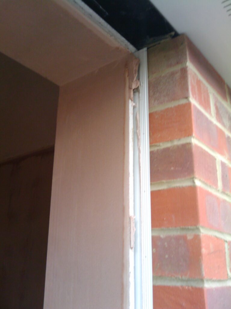 French window opening plastered