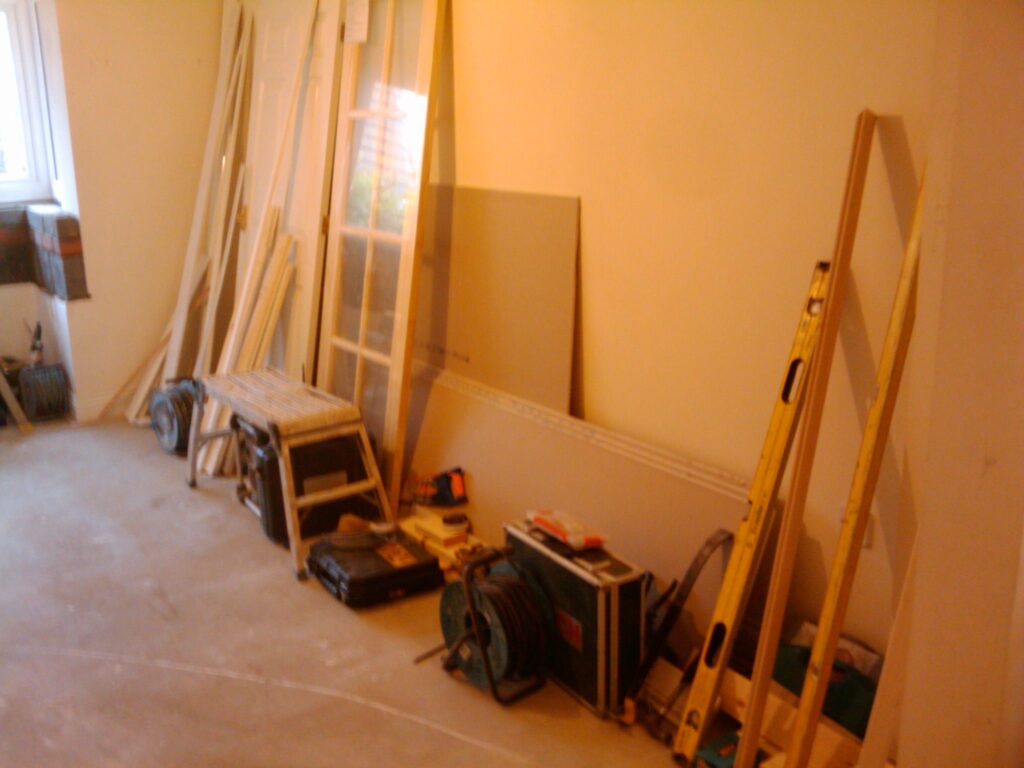 the new kitchen, still very much a building site