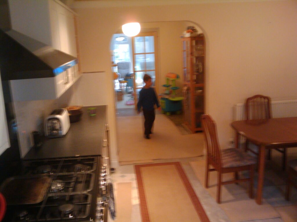 Looking back towards the extension