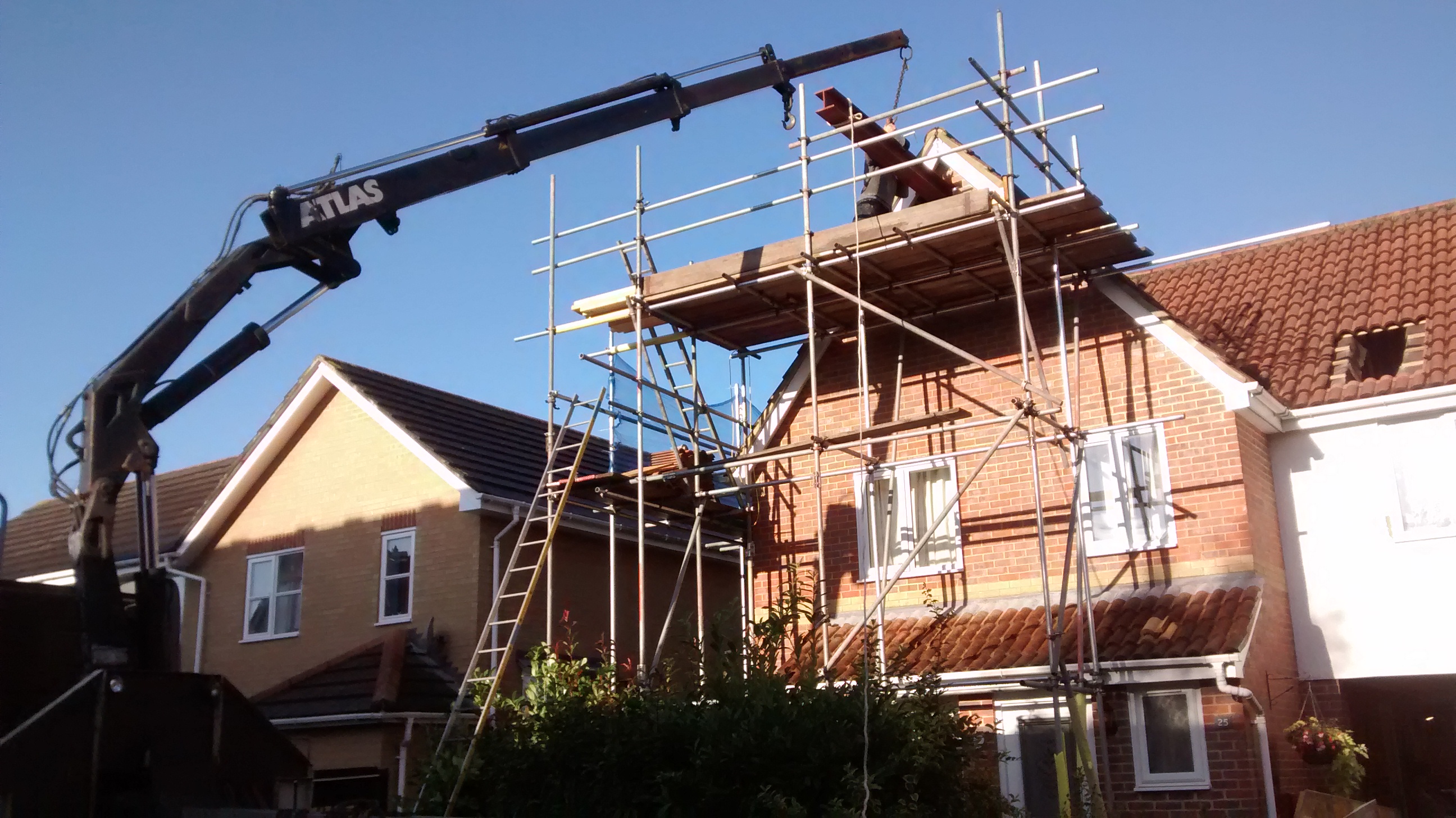 steel craned into roof