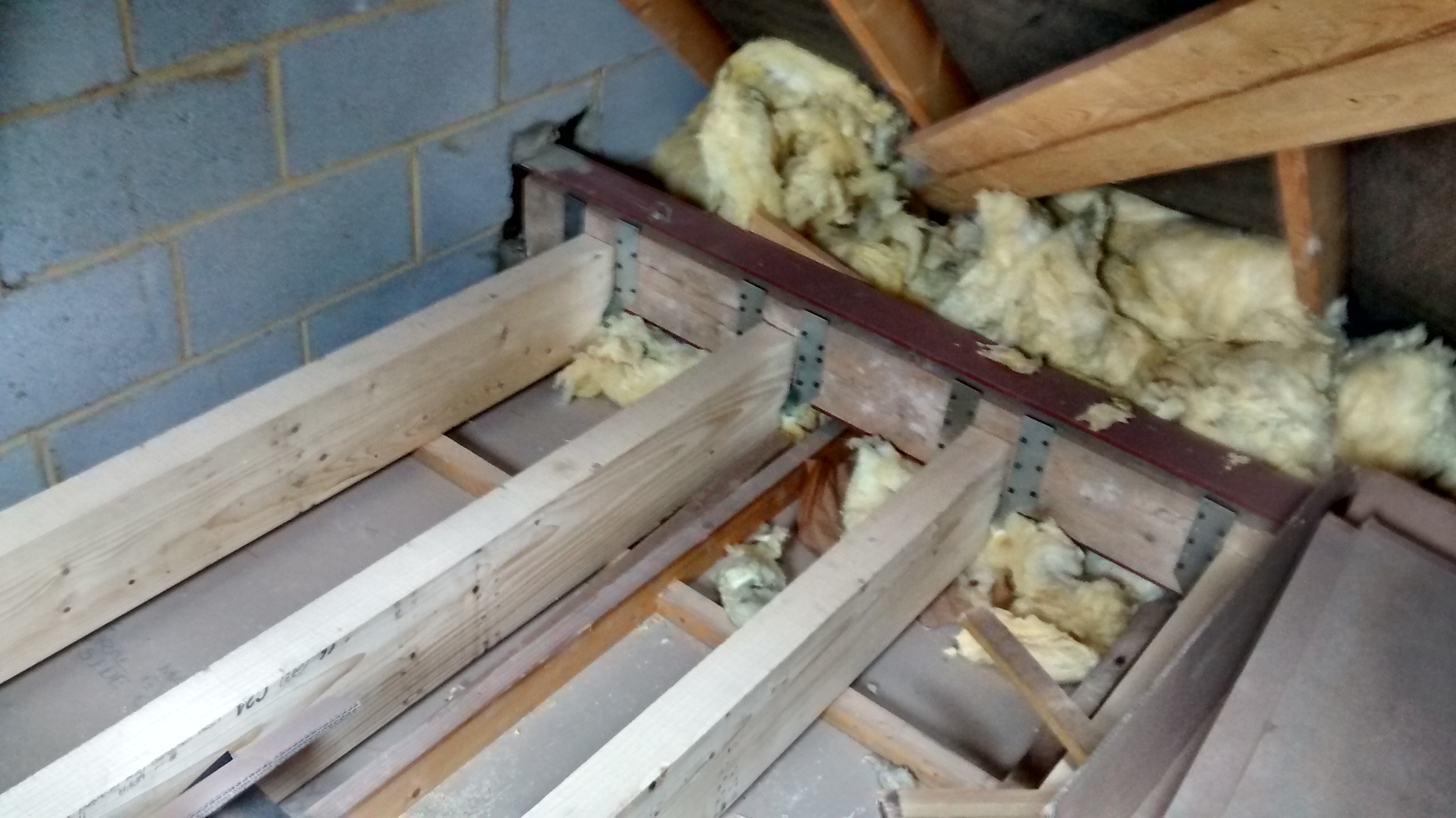 floor steel going into the party wall