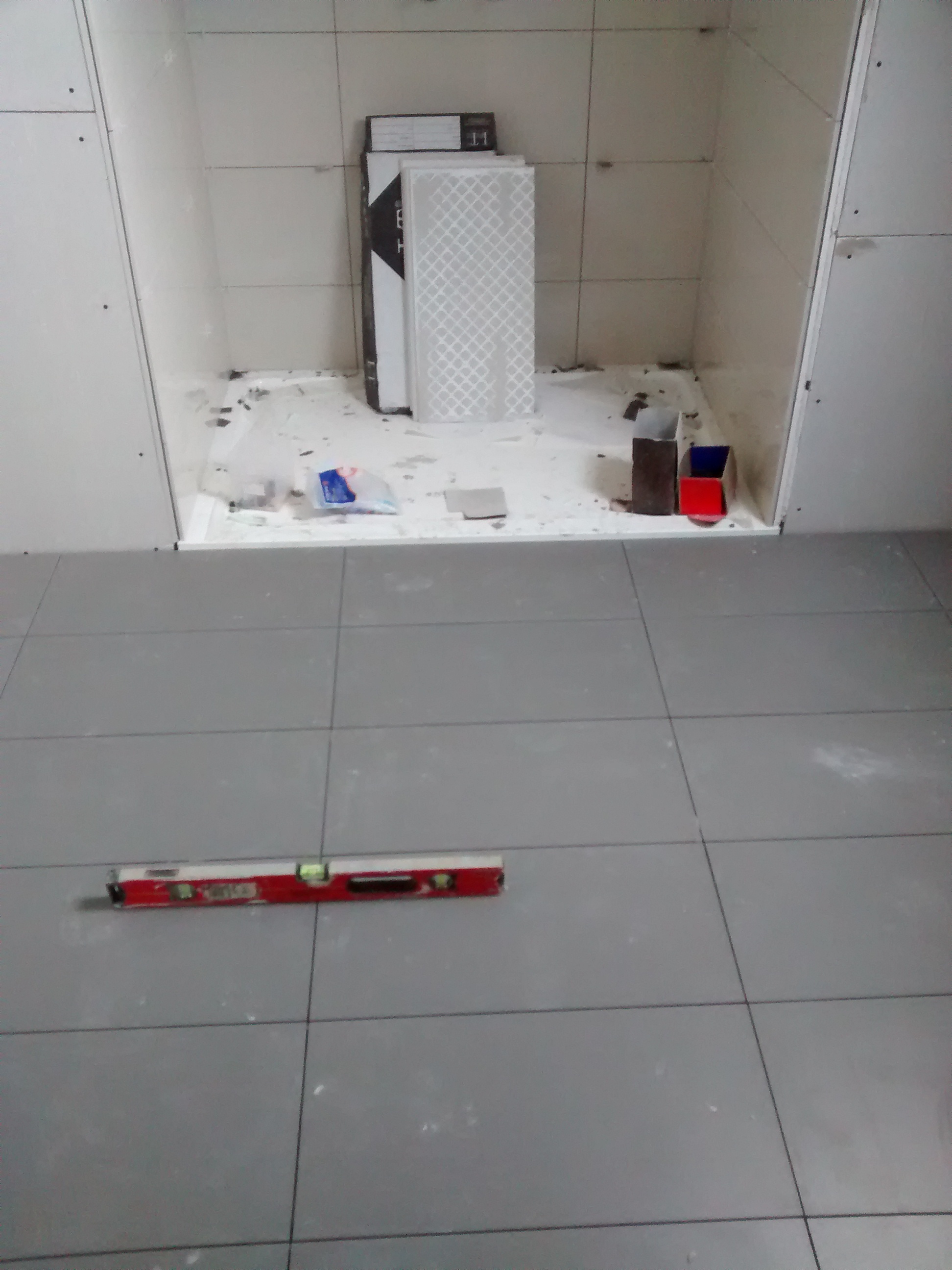 ensuite floor tiled
