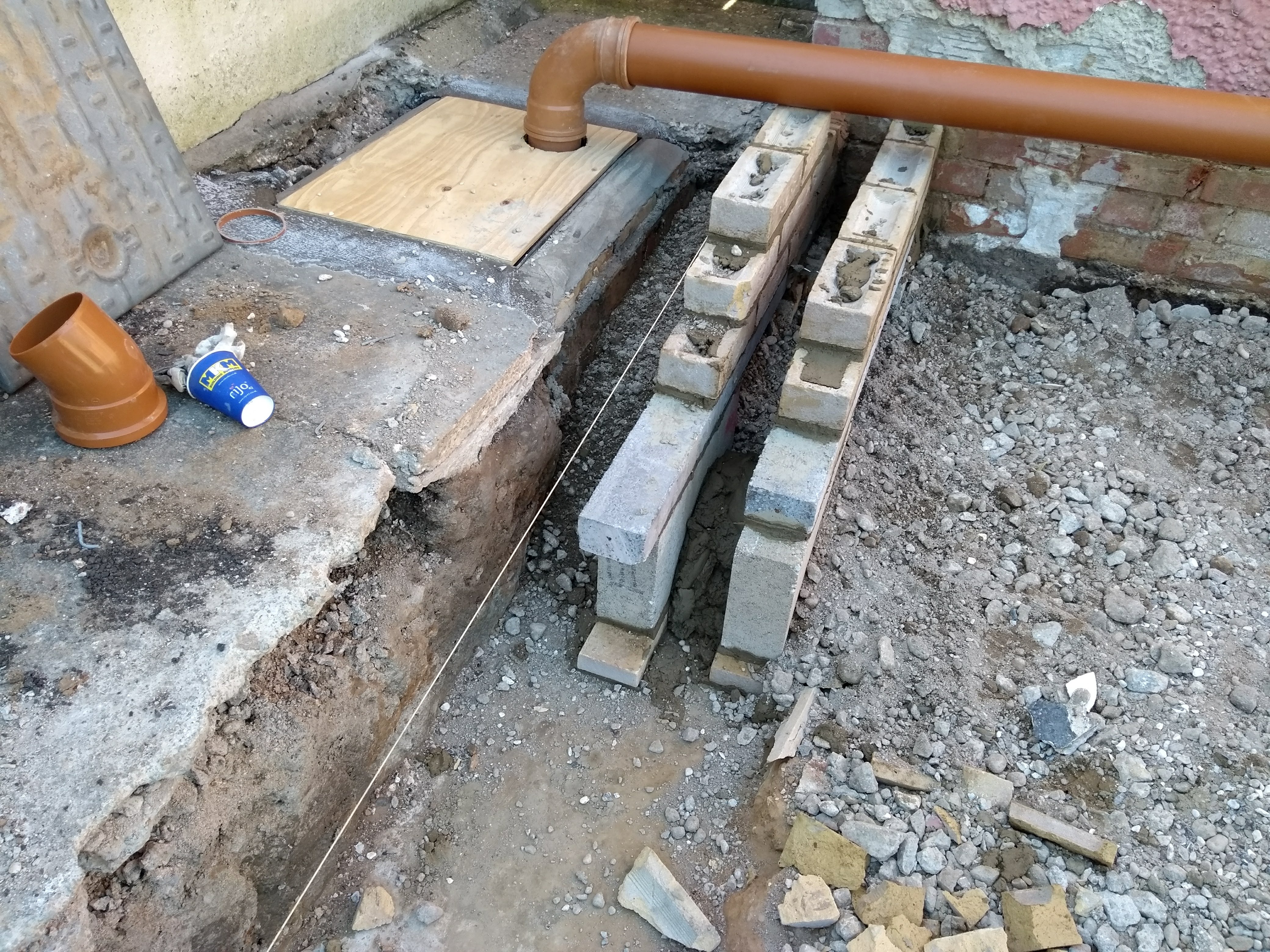 corner next to drains