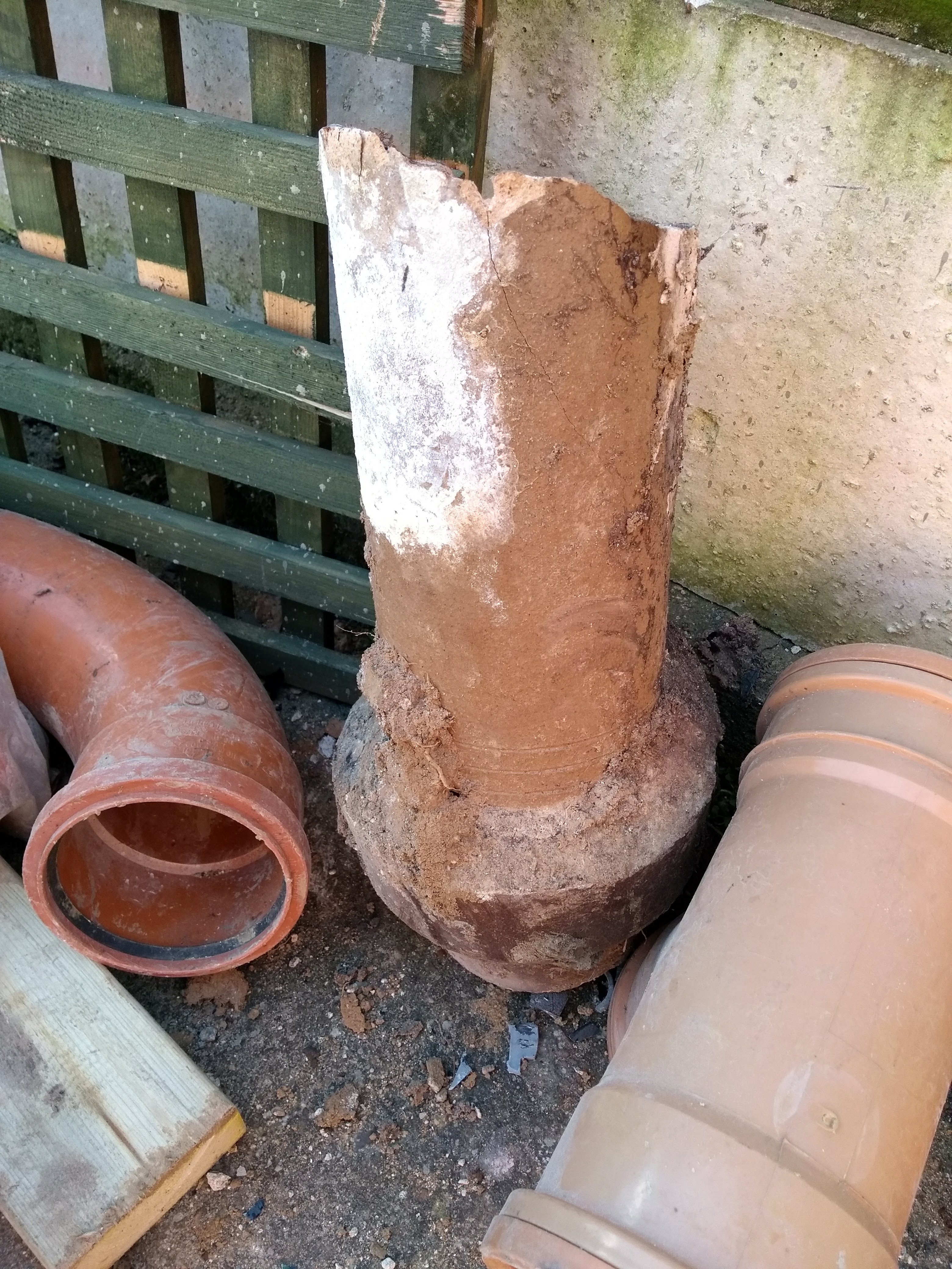 old cracked drain pipe