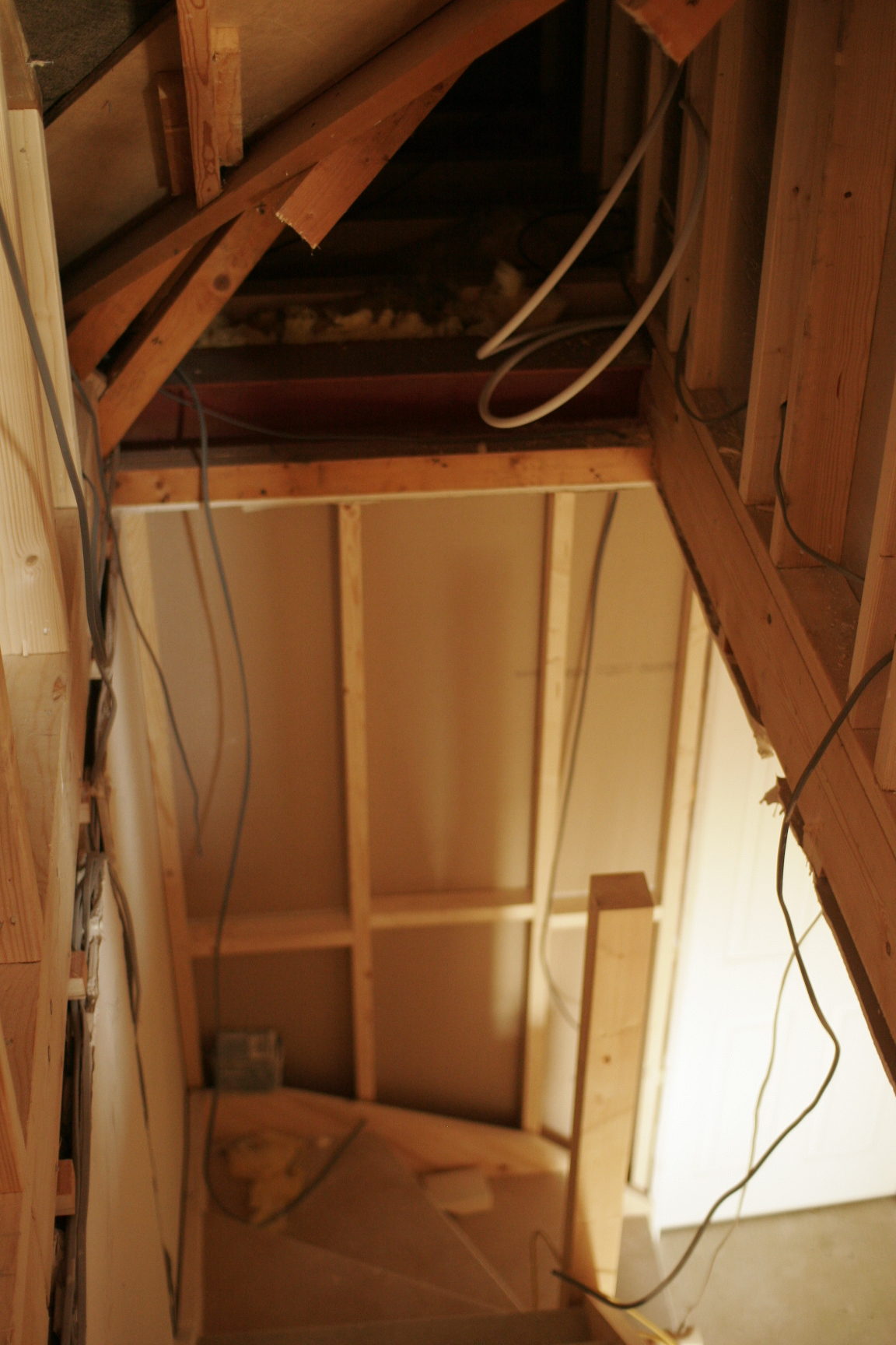 stud walls added to landing area