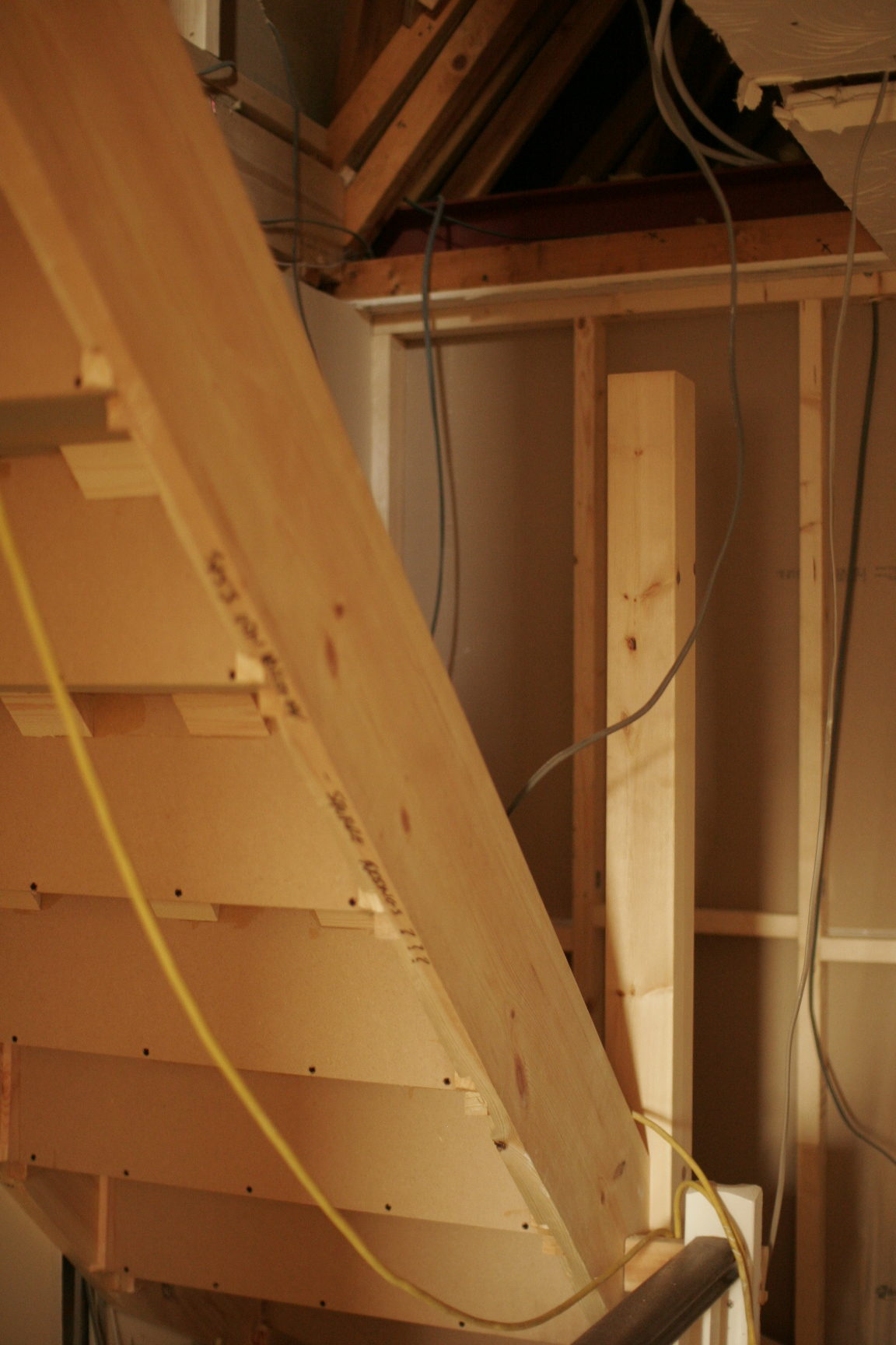 stud walls added to landing area