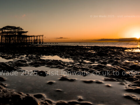 West Pier Low Down – Bright Pier Sunset Photo